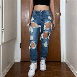 Missguided Distressed Riot Mom Jeans